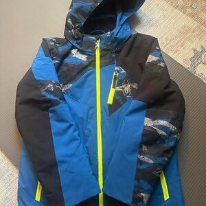 Spyder Kids Camo Blue and Black Puffer Jacket